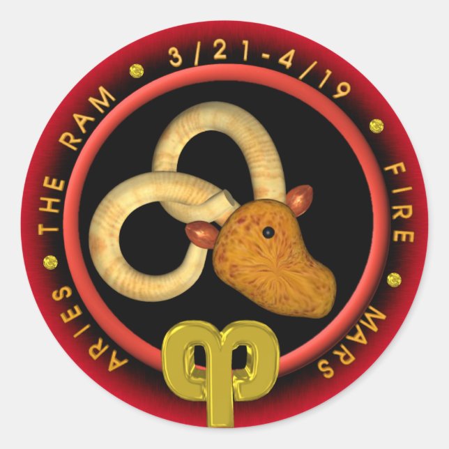 Valxart Aries  zodiac logo Classic Round Sticker (Front)