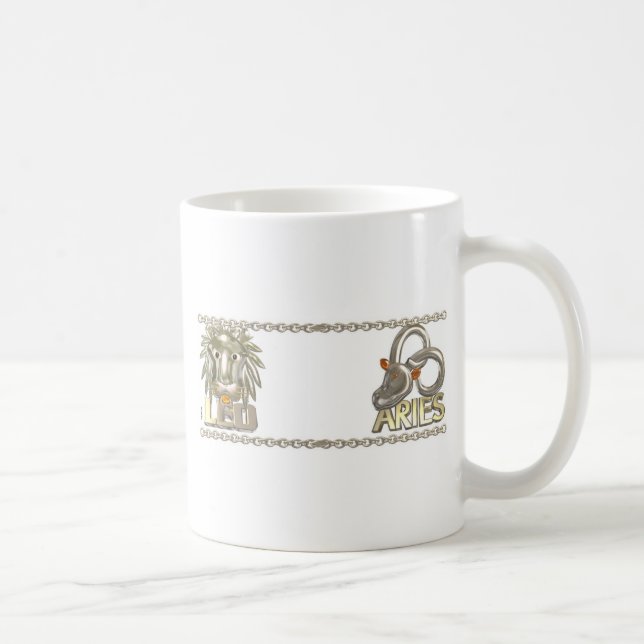 Valxart Leo Aries zodiac friendship gifts Coffee Mug (Right)