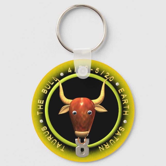 Valxart  Taurus zodiac logo Key Ring (Front)