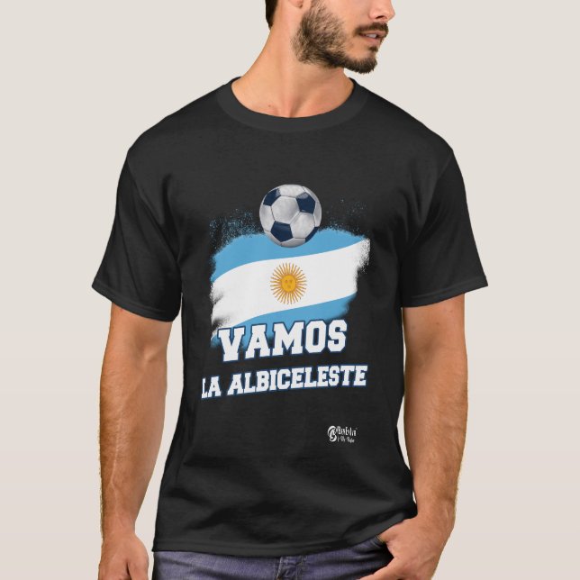 Vamos La Albiceleste Football Black T-Shirt (Front)