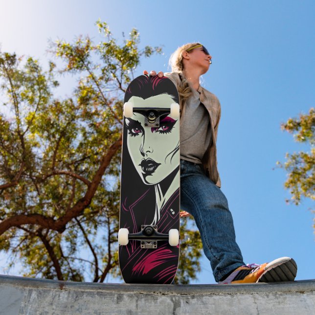 Vamp Girl Retro Skateboard - Bold Film-Noir Style (Outdoor 1)