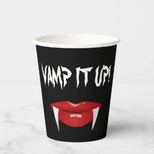 "VAMP IT UP!" Vampire Fangs Halloween Paper Cups
