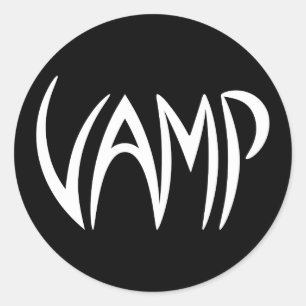 Vamp Text (Black/White) Version Classic Round Sticker