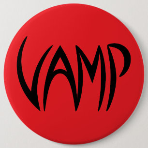 Vamp Text (Red/Black) Version 6 Cm Round Badge