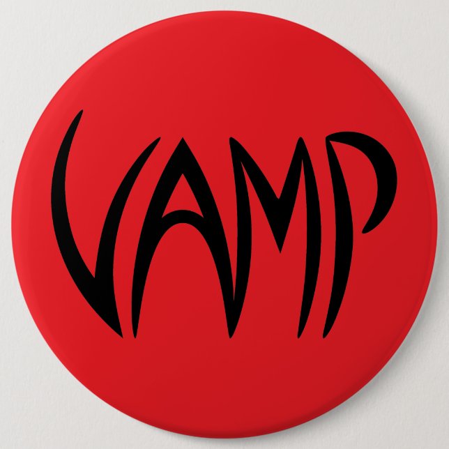 Vamp Text (Red/Black) Version 6 Cm Round Badge (Front)