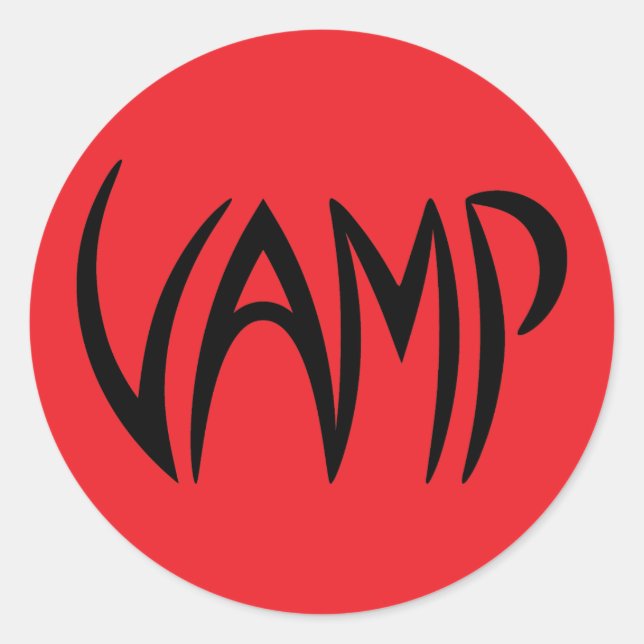 Vamp Text (Red/Black) Version Classic Round Sticker (Front)