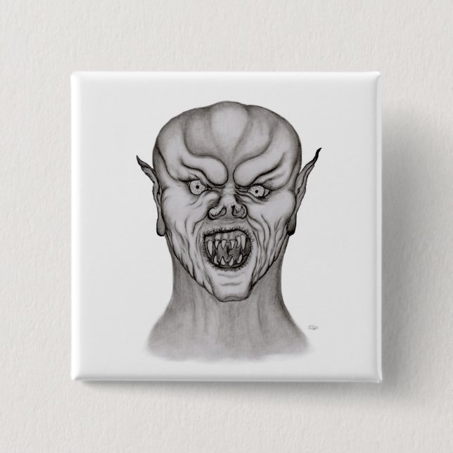 Vampir black and white design 15 cm square badge (Front)