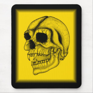 Vampir Schädel schwarz gelb Zeichnung Mouse Pad