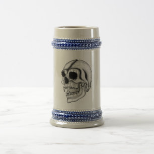 Vampir skull black and white design beer stein