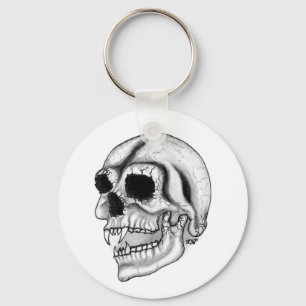 Vampir skull black and white design key ring