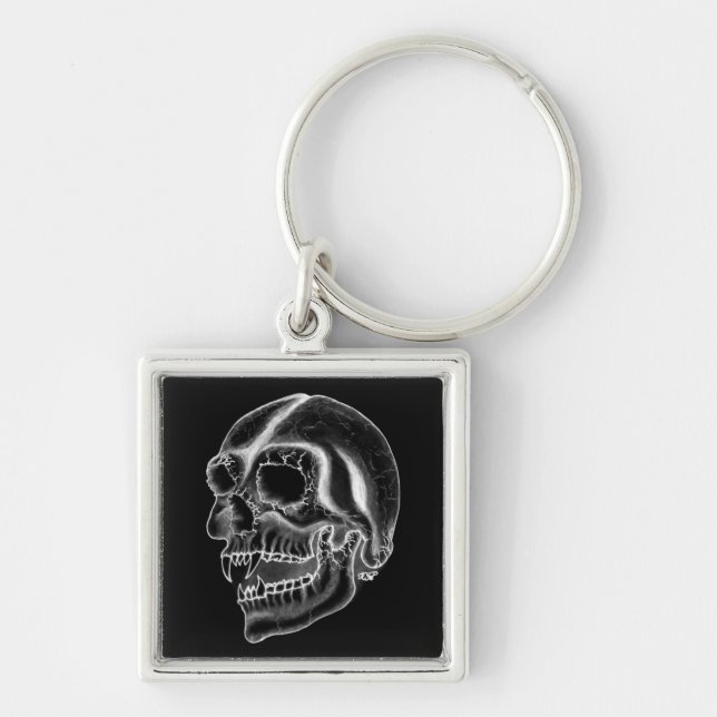 Vampir skull black and white design key ring (Front)