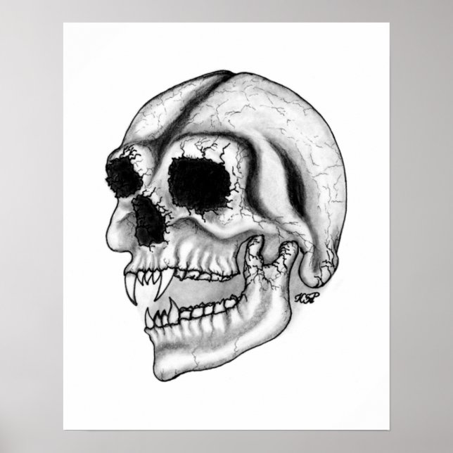Vampir skull black and white design poster (Front)