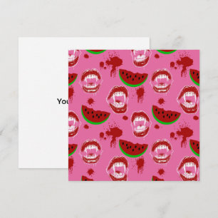 Vampire and Watermelon Summerween Party Pink Card