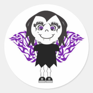 Vampire Angel Girl Tribal Wings Classic Round Sticker