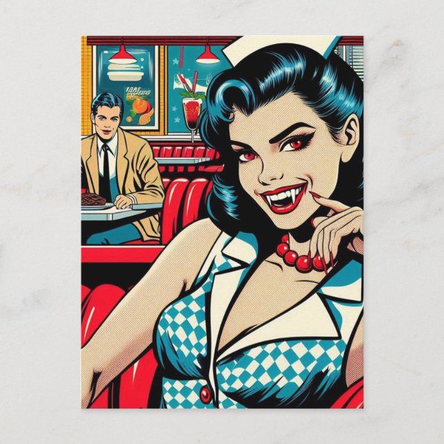 Vampire at the Retro Diner Postcard (Front)