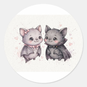 Vampire Bat Couple Cute Classic Round Sticker
