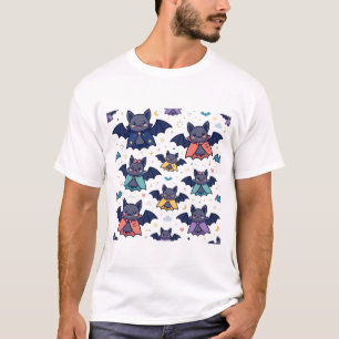 Vampire Bat Family Trick or Treat Halloween Art T-Shirt
