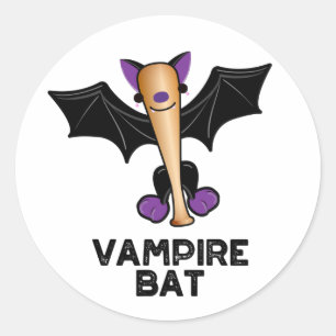 Vampire Bat Funny Baseball Pun Classic Round Sticker