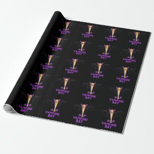 Vampire Bat Funny Baseball Pun Dark BG Wrapping Paper