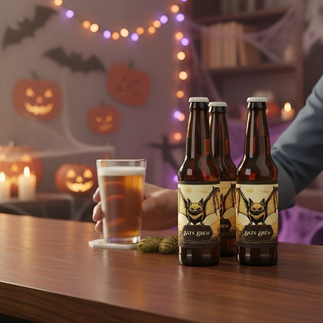 Vampire bat gold beer bottle label (Creator Uploaded)