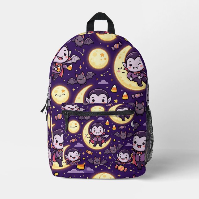 Vampire Bat Halloween Backpack – Cute Pattern (Front)