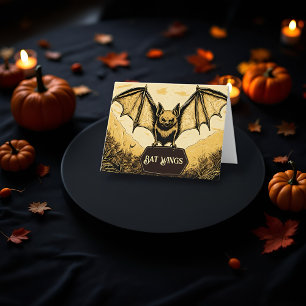 Vampire bat Halloween food tent label Thank You Card