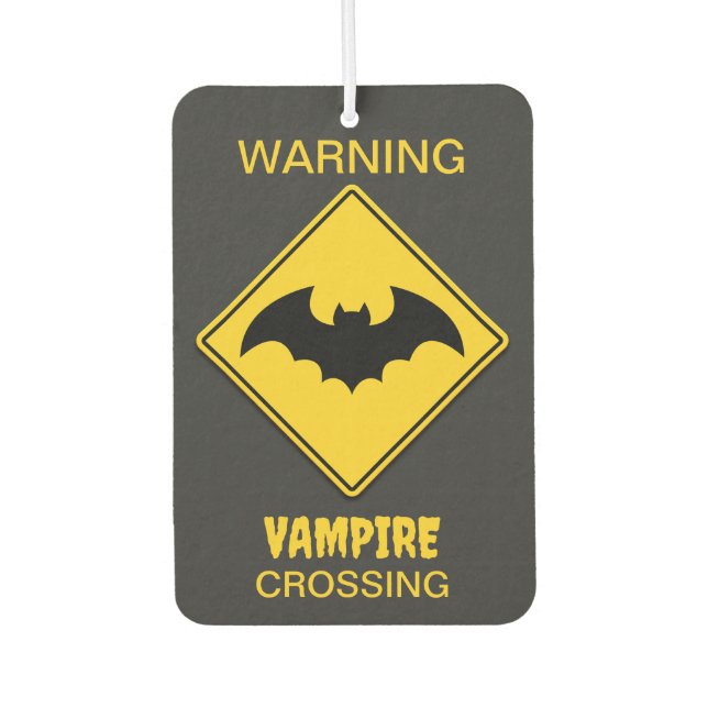 Vampire Bat Warning Halloween Car Air Freshener (Front)