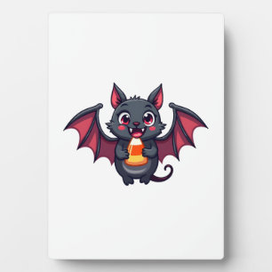 Vampire Bat with Candy � Cute Halloween T-Shirt Plaque
