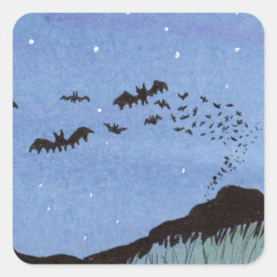 Vampire Bats Halloween Square Sticker