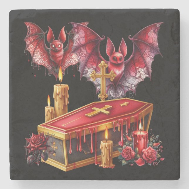 Vampire Bats Stone Coaster (Front)