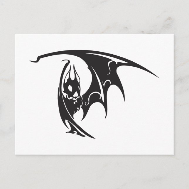 Vampire Bats Tattoo Style Artwork Black White Postcard (Front)