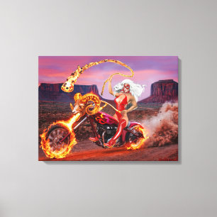 Vampire Biker Babe – Midnight Gothic Rebel Canvas Print
