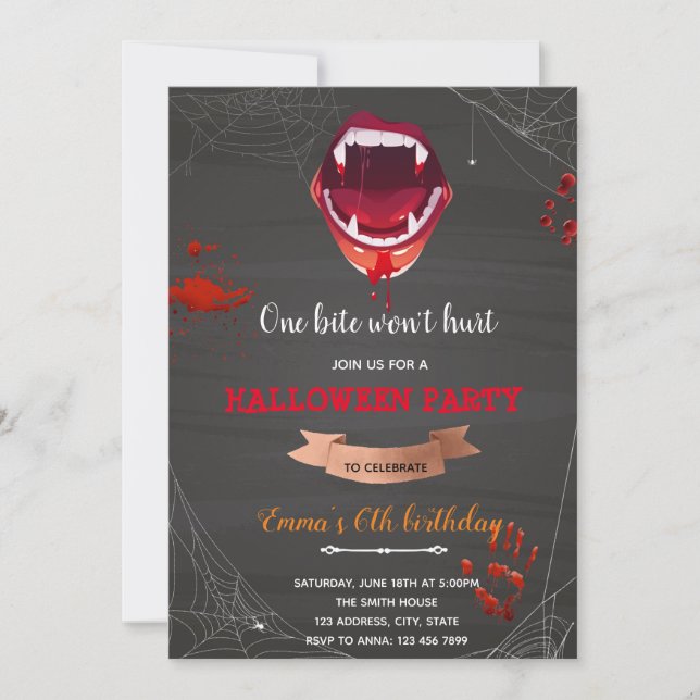 Vampire Birthday halloween party invitation (Front)