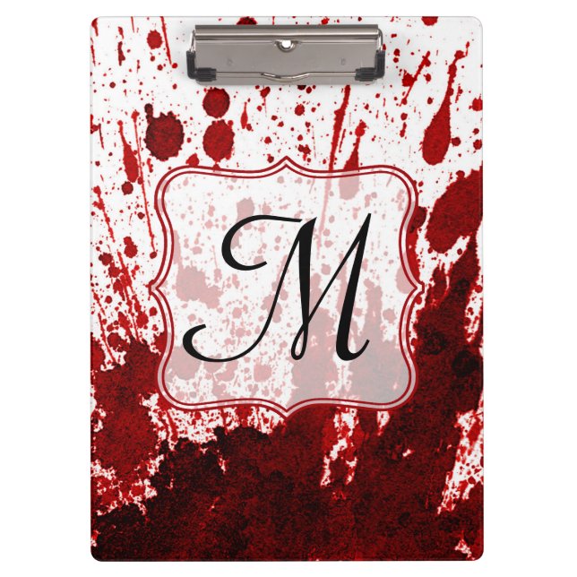 Vampire Blood Dripping Monogram Initial Clip Board (Front)