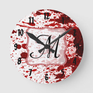 Vampire Blood Dripping Monogram Initial Wall Clock