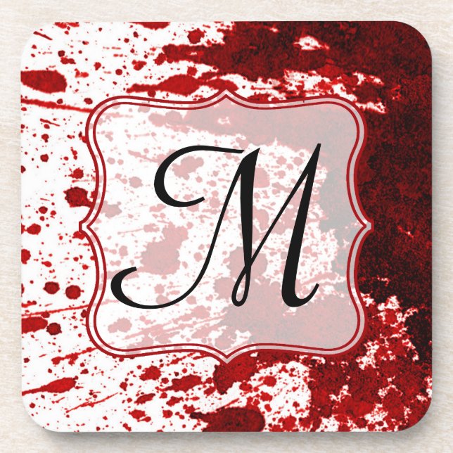 Vampire Blood Dripping Pool Monogram Drink Coaster (Front)
