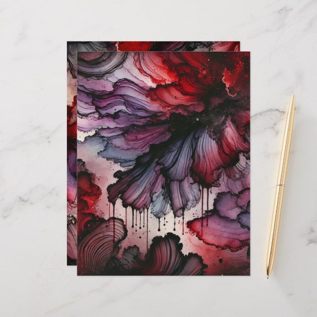 Vampire Blood Halloween Alcohol Ink Scrapbook (Front/Back In Situ)