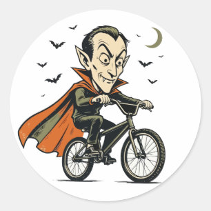 Vampire BMX Rider Classic Round Sticker