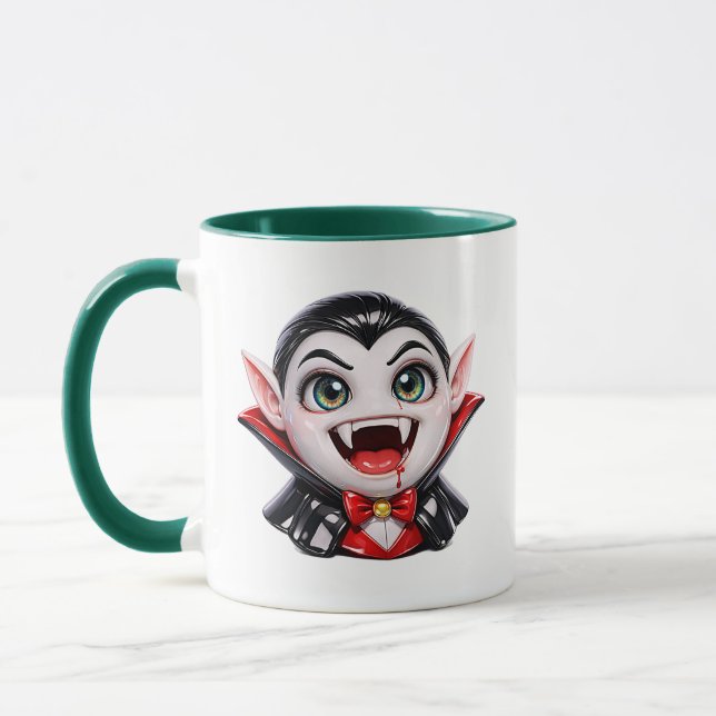 Vampire Cartoon Cute Chibi Character Spooky Mug (Left)