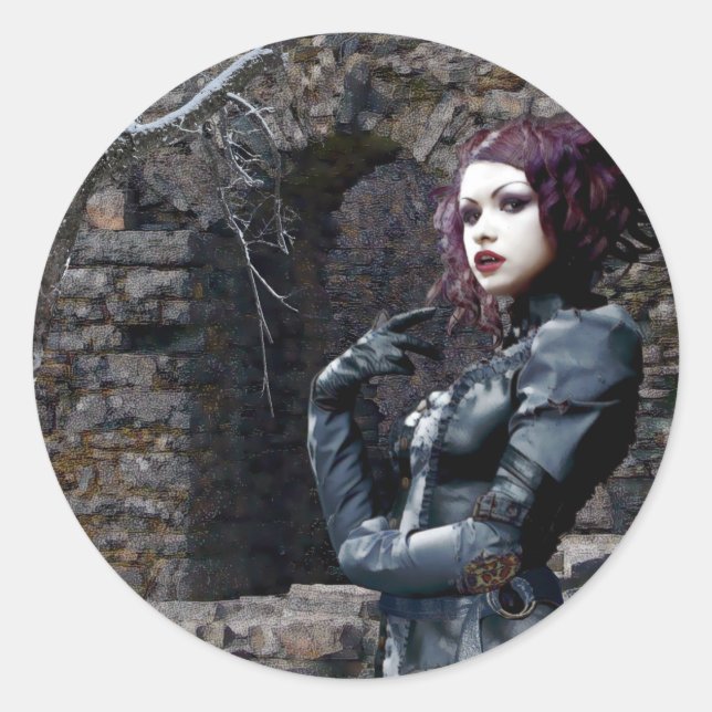 Vampire Castle Original Art By E.L.D. Classic Round Sticker (Front)