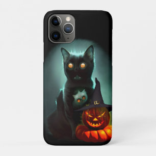 Vampire Cat and Wizard Pumpkin Halloween Surreal Case-Mate iPhone Case