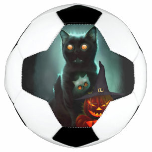Vampire Cat and Wizard Pumpkin Halloween Surreal   Soccer Ball