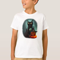 Vampire Cat and Wizard Pumpkin Halloween Surreal  