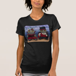 Vampire Cat Couple Gothic Cemetery Fantasy Art Shi T-Shirt