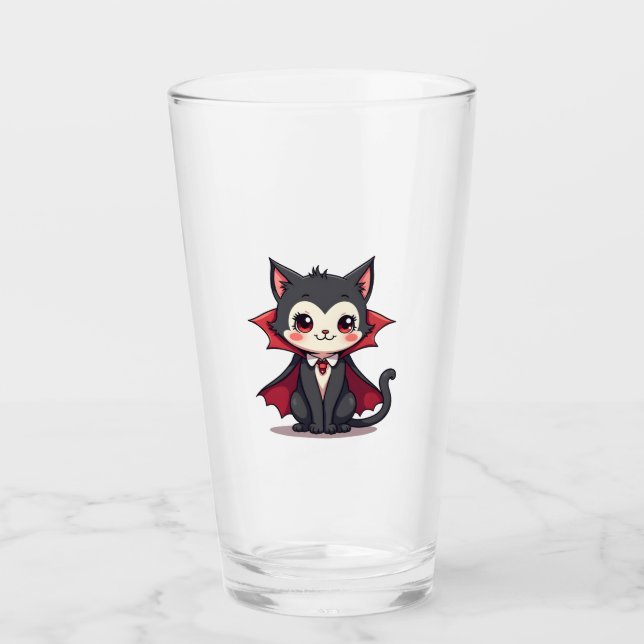 Vampire Cat � Cute Halloween Pet Tee Glass (Front)