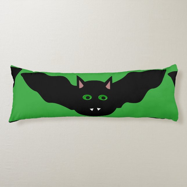 Vampire Cat Faced Bat Halloween Body Pillow (Front)
