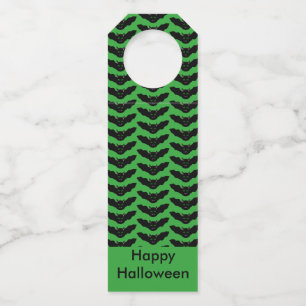 Vampire Cat Faced Bat Halloween Custom Bottle Tag
