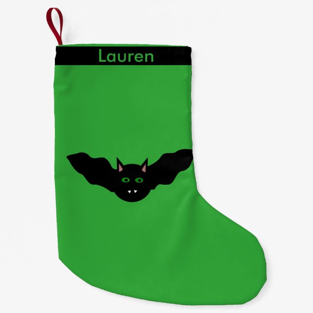 Vampire Cat Faced Bat Halloween Custom Stocking (Front)
