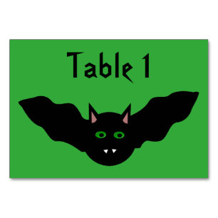Vampire Cat Faced Bat Halloween Custom Tablecards Table Number