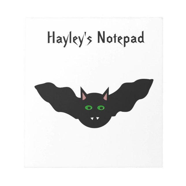 Vampire Cat Faced Bat Halloween Customisable Notep Notepad (Front)